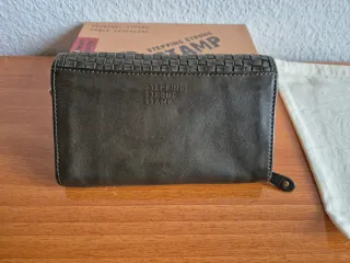 Cartera, monedero mujer piel tejida kaki