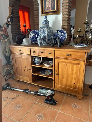 Aparador madera maciza azul y marrón