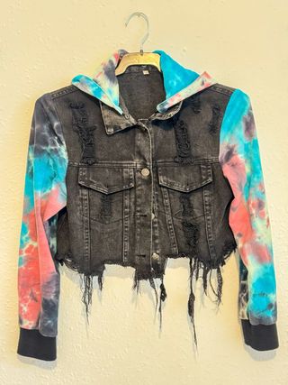 Chaqueta Denim Tie-Dye con Capucha
