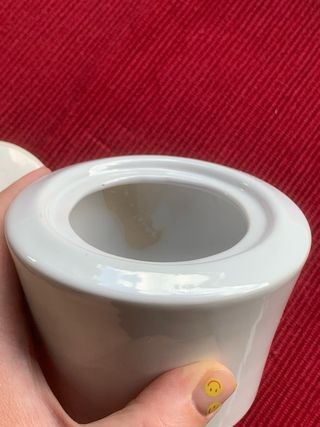 Zuccheriera in porcellana bicolorbeige e bianca