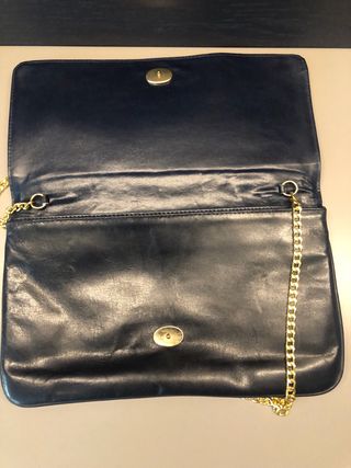 Borsetta donna blu con catena oro