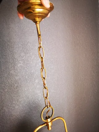 Lámpara colgante retro amarilla y dorada