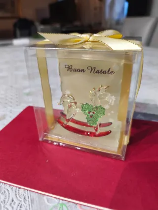 Decorazione Cavallino a Dondolo Natale Vetro