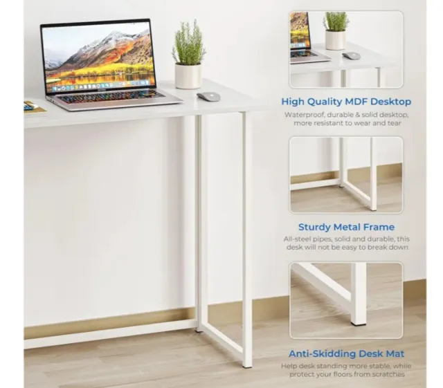 Mesa escritorio o cocina plegable blanca