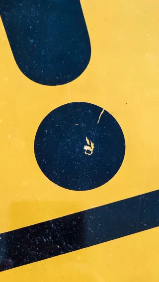 Cartello Pericolo in Lamiera vintage Anni '70