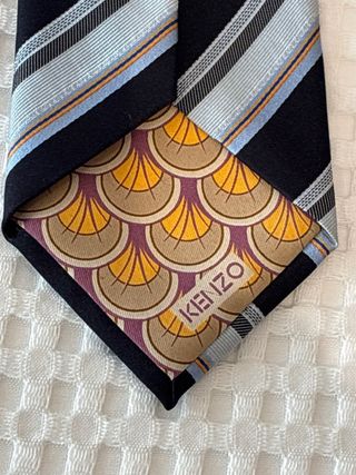 Corbata Kenzo Rayas Negras azul y Grises