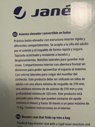 Bolso trona Jané Avant Asiento con compartimentos