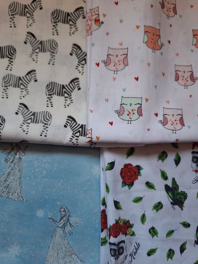 4 cortes de tela patchwork, manualidades, costura