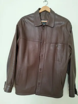 Chaqueta de piel hombre marrón