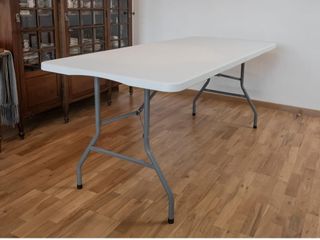 Tavolo pieghevole da catering in acciaio bianco 180 cm