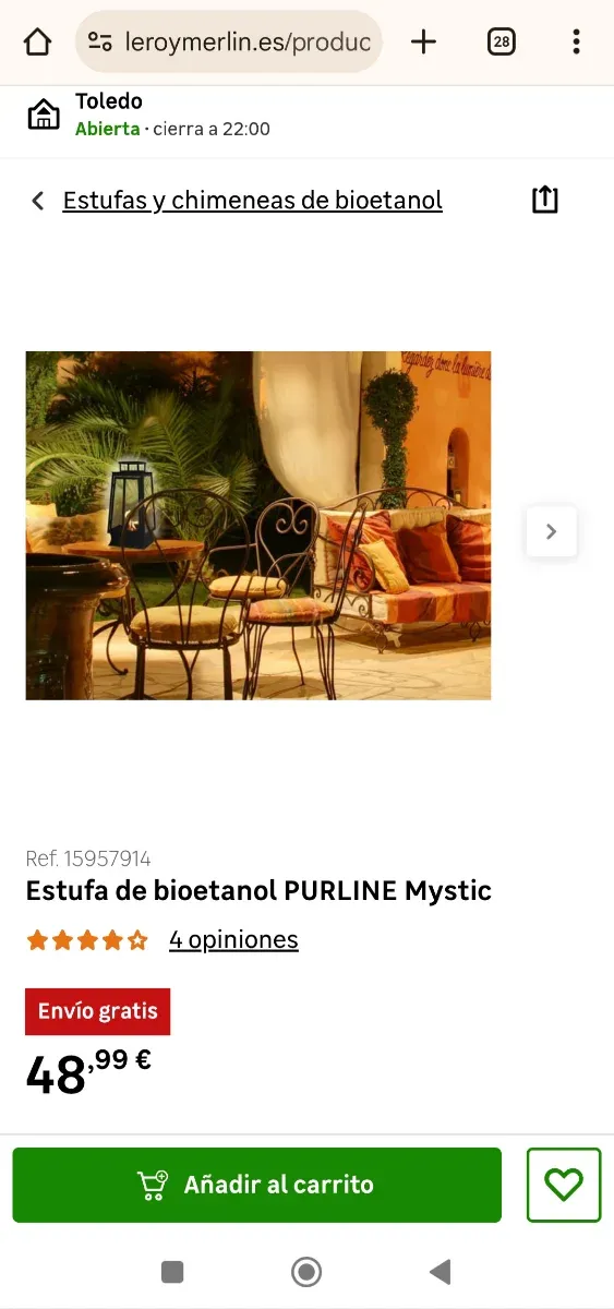 Estufa Bioetanol PURLINE Mystic Negra