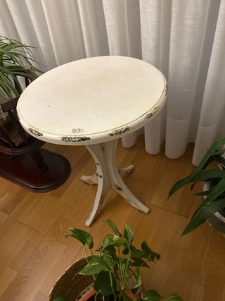 Mesa auxiliar redonda cristal y madera