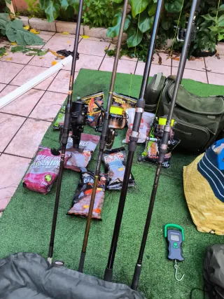 Equipo de pesca completo cañas y accesorios
