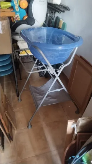 Bañera cambiador bebé plegable azul