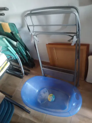 Bañera cambiador bebé plegable azul