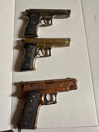Set 3 accendini vintage a forma di pistola