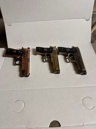 Set 3 accendini vintage a forma di pistola