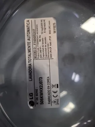 Puerta Lavadora secadora LG F1695RDH7 12 kilos