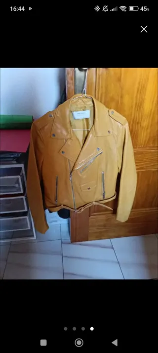 Cazadora Biker Mujer Amarilla