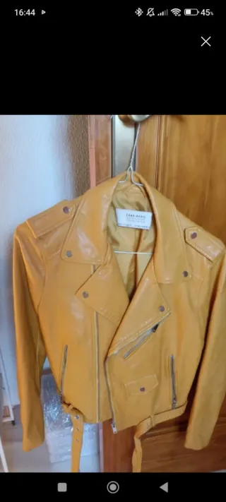 Cazadora Biker Mujer Amarilla