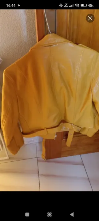 Cazadora Biker Mujer Amarilla