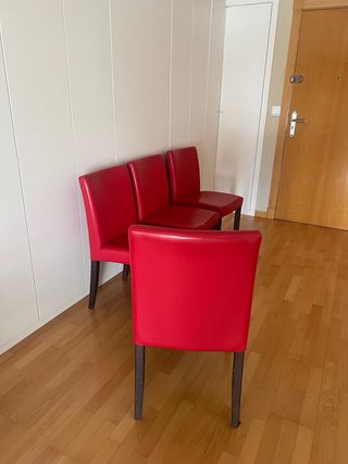 Sillas de comedor de piel rojas (4 unidades)