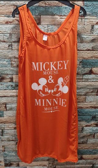 Camiseta sin mangas naranja Mickey & Minnie