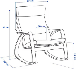 Sedia a Dondolo in Legno di Betulla con Rivestimen