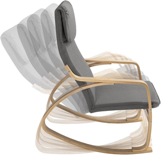 Sedia a Dondolo in Legno di Betulla con Rivestimen