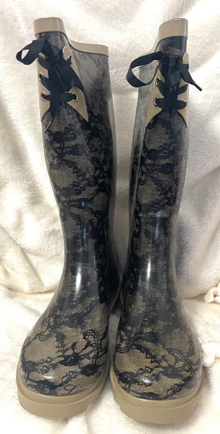 Stivali pioggia Luijo pizzo beige/nero taglia 40