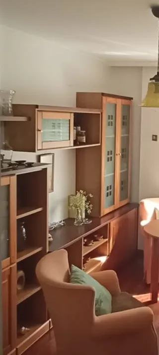 Mueble comedor madera y cristal