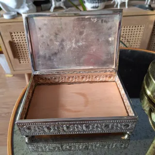 Caja Metálica plateada, Joyero Tabaquera, Alcor