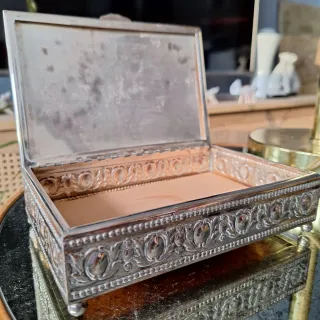 Caja Metálica plateada, Joyero Tabaquera, Alcor