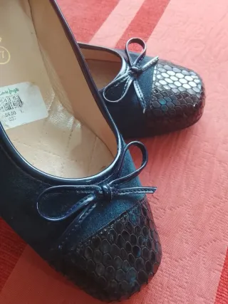 Manoletinas mujer azul marino y negro