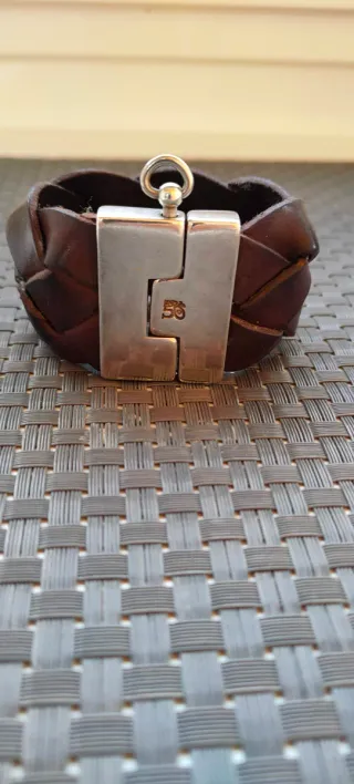 Pulsera Uno de 50 Cuero Trenzado Cierre Plata