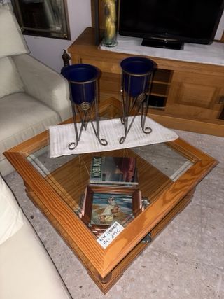 Mesa de centro Ánfora con tapa de cristal