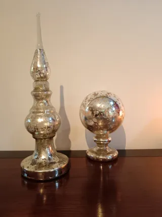 2 Figuras Decorativas Cristal Plateado