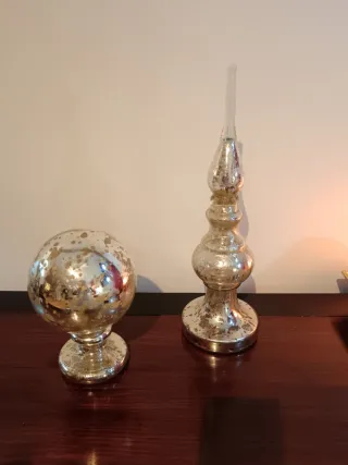 2 Figuras Decorativas Cristal Plateado