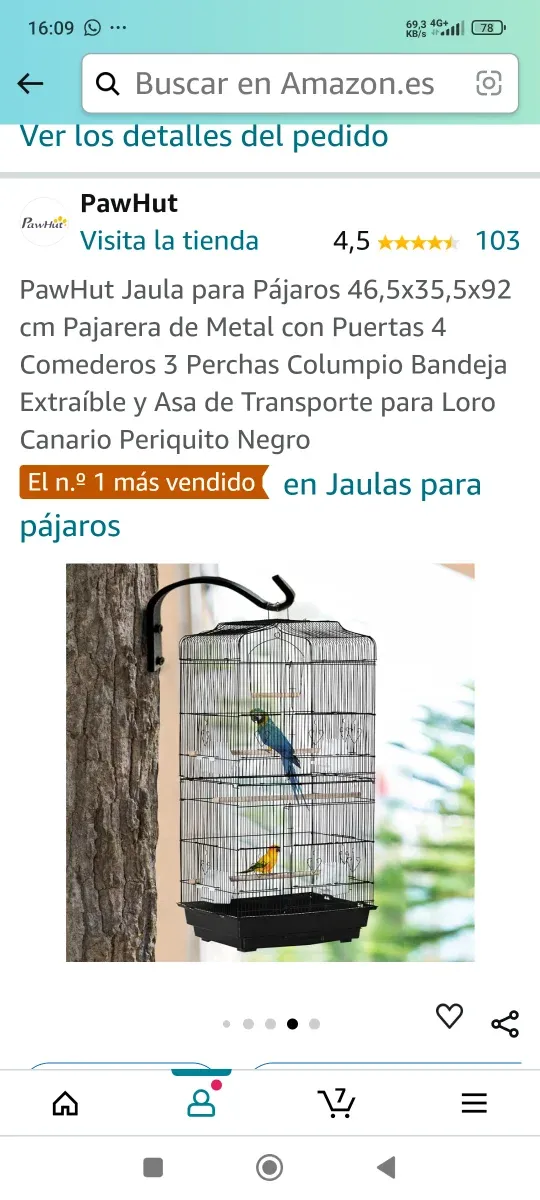 Jaula para pájaros negras.Sólo se ha usado una vez