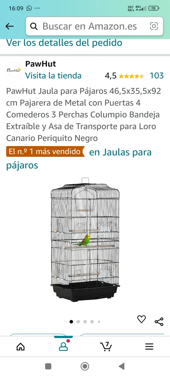 Jaula para pájaros negras.Sólo se ha usado una vez