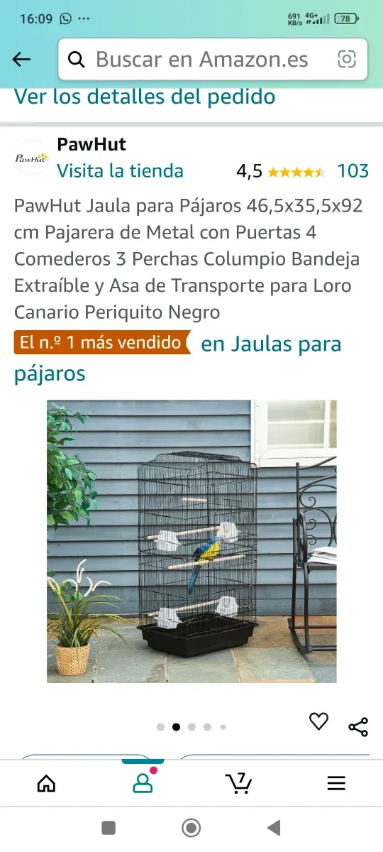 Jaula para pájaros negras.Sólo se ha usado una vez