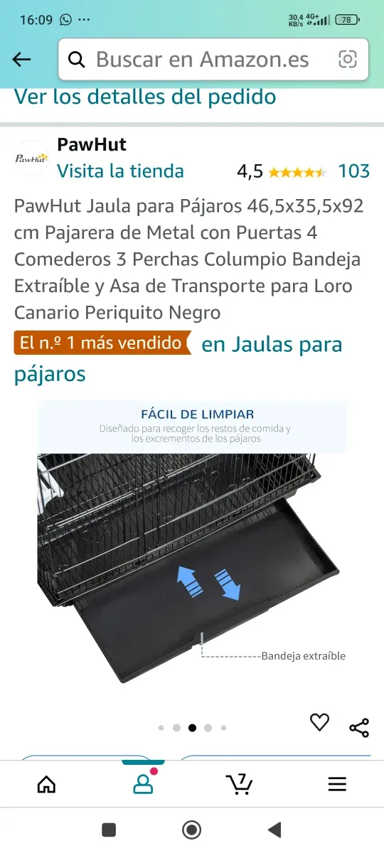 Jaula para pájaros negras.Sólo se ha usado una vez