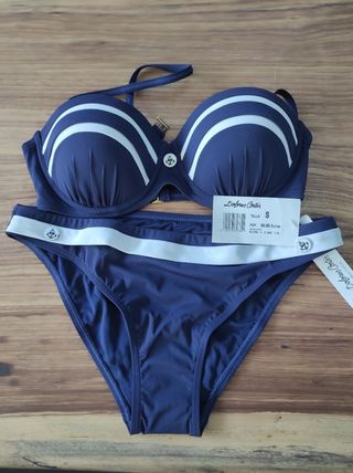 Bikini Dolores Cortés Talla S Azul Marino y Blanco