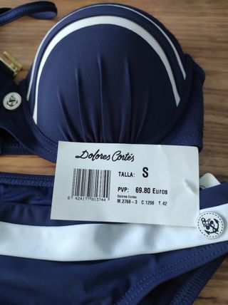 Bikini Dolores Cortés Talla S Azul Marino y Blanco