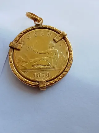 Moneda de plata original 1870 bañada en oro 24k