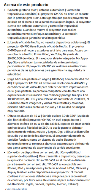 Proyector 4K, lic. oficial Netflix Gaimoo GM700