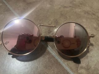 Occhiali rotondi donna lenti specchio oro