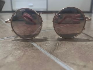 Occhiali rotondi donna lenti specchio oro