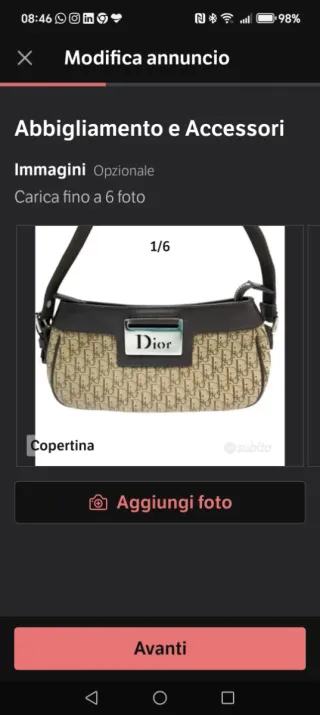 Borsa Dior originale beige