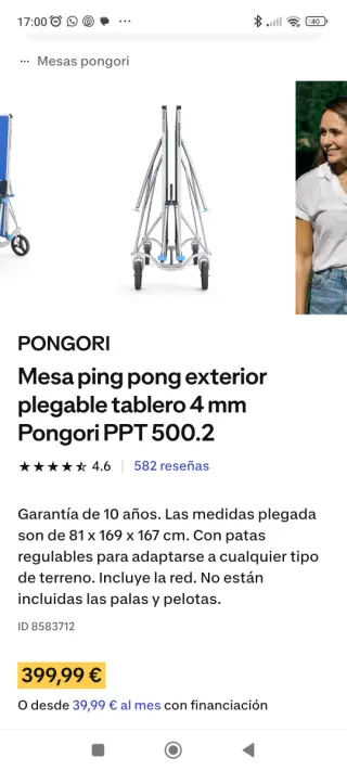 Mesa Ping Pong Decathlon Azul